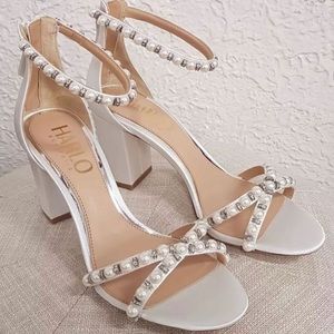 Harlo Australia Alexandra - White Pearl Bridal Block Heel